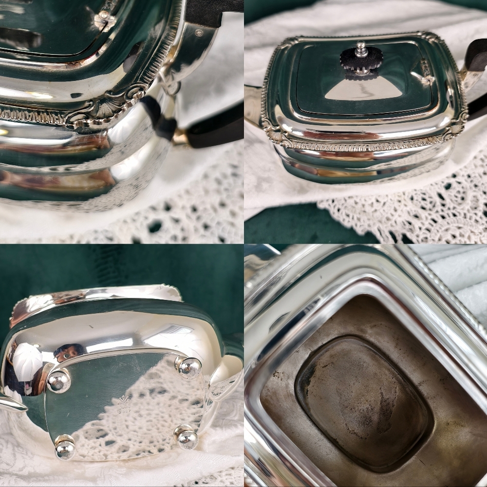 Vintage Rectangular Wallace Silver Plated Tea Set - Picture 6 of 10